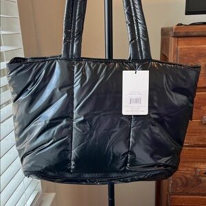 CalPak Luka Black Quilted Puffer Tote Bag